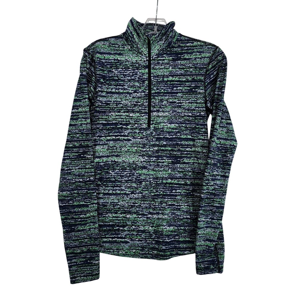 Nike Medium Blue Green Dri-FIT 1/2 Zip Pullover Running Top Activewear Athletic